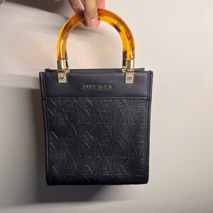 Anne Klein Black Mini Bag with Gold Handles